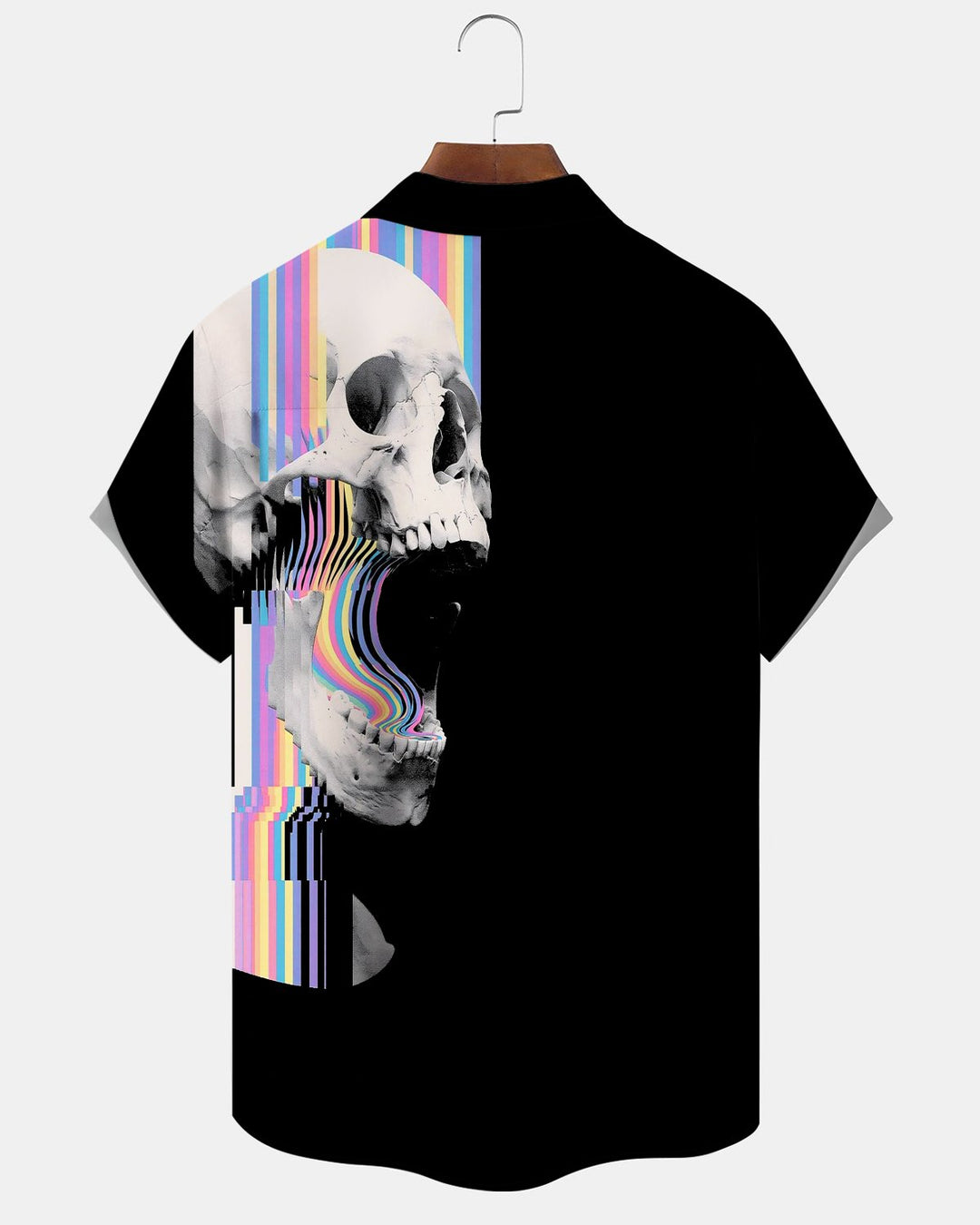 Alohadaddy® Casual Abstract Skull Rainbow Glitch Art Print Men&