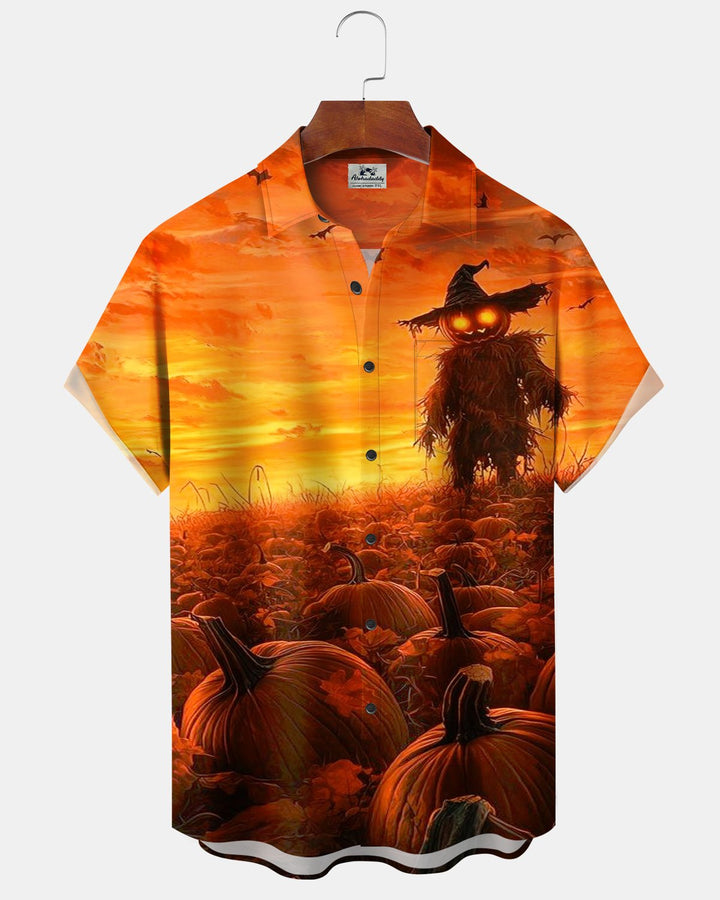 Alohadaddy® Halloween Sky Pumpkin and Scarecrow Print Men&