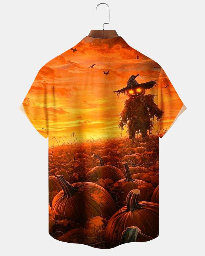 Alohadaddy® Halloween Sky Pumpkin and Scarecrow Print Men&