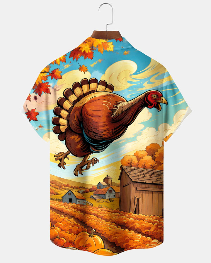 Alohadaddy® Thanksgiving Turkey and Pumpkin Print Men&