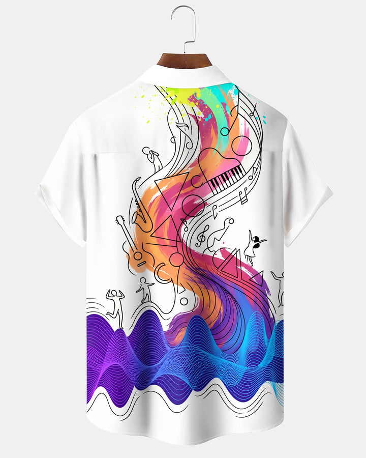 Alohadaddy® Casual Musical Note Striped Print Men&