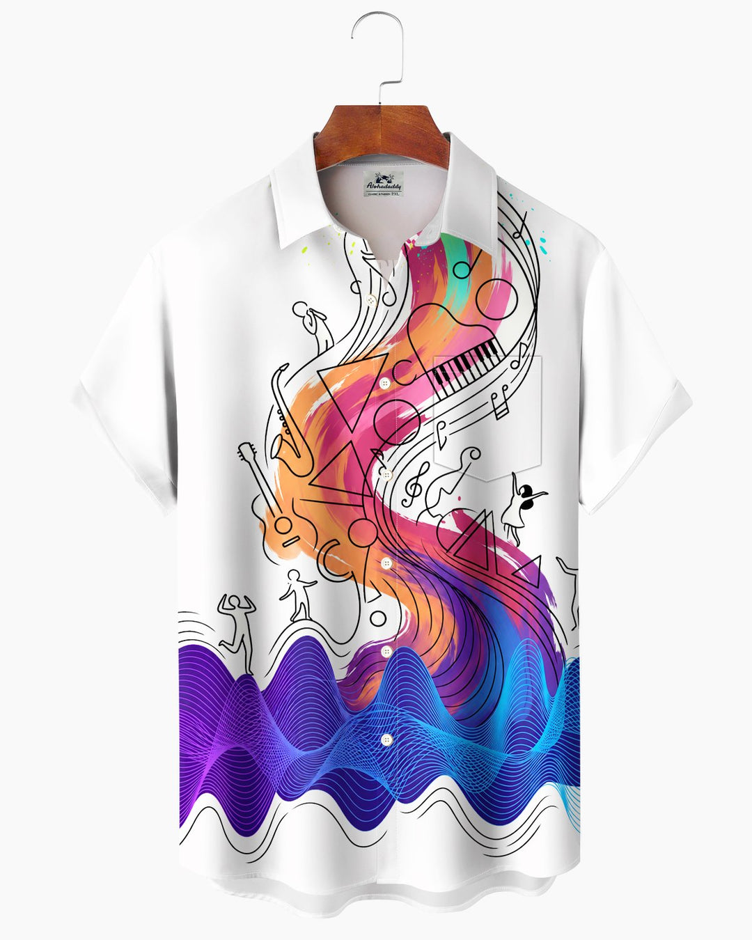 Alohadaddy® Casual Musical Note Striped Print Men&