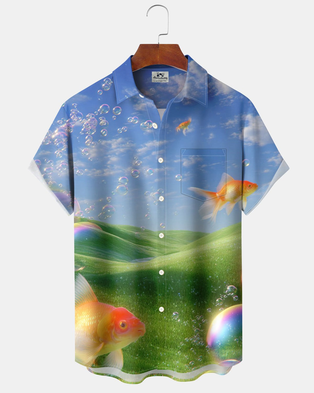 Alohadaddy® Casual Abstract Goldfish Sky Cloud Bubble Print Men&