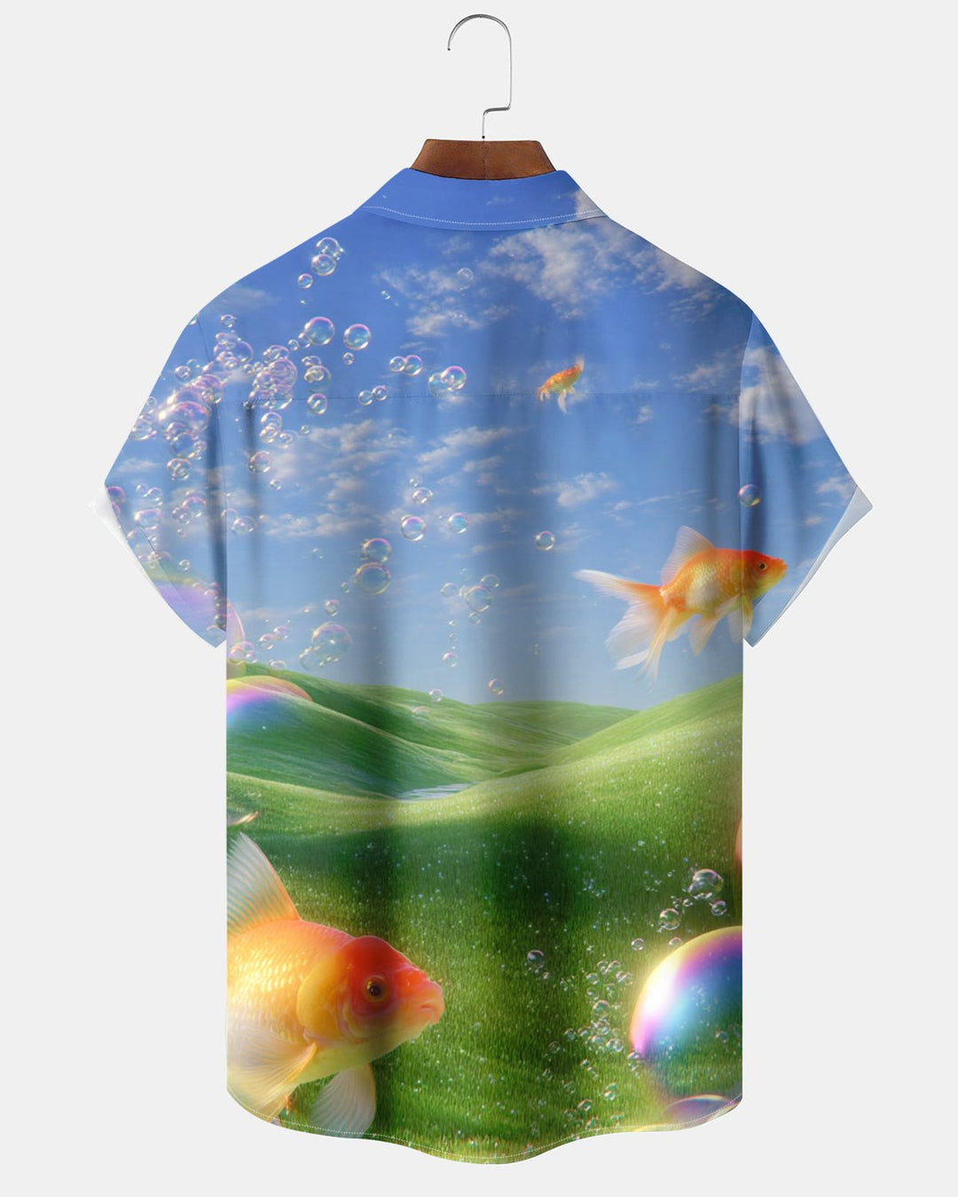 Alohadaddy® Casual Abstract Goldfish Sky Cloud Bubble Print Men&