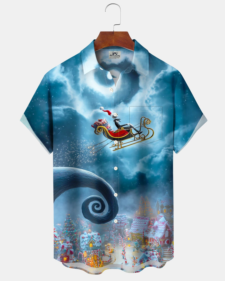 Alohadaddy® Holiday Christmas Sleigh Castle Print Men&