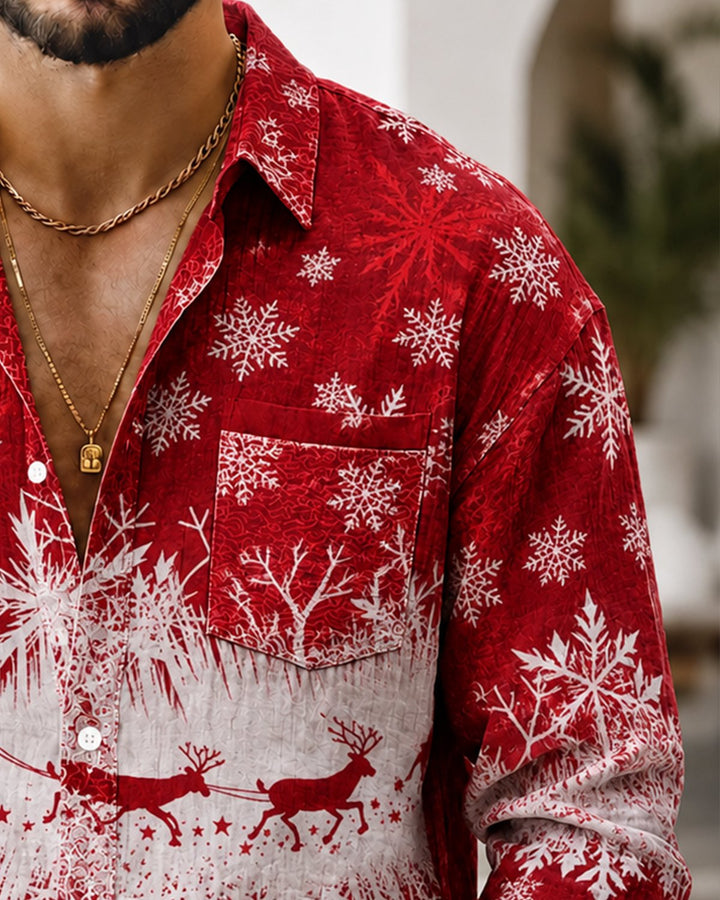 Alohadaddy® Holiday Christmas Snowflake and Reindeer Print Men&