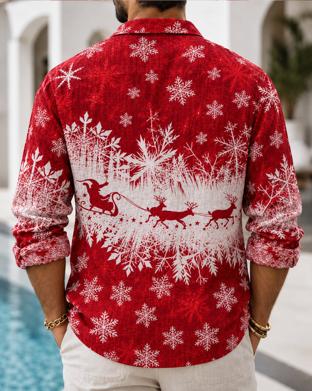 Alohadaddy® Holiday Christmas Snowflake and Reindeer Print Men&