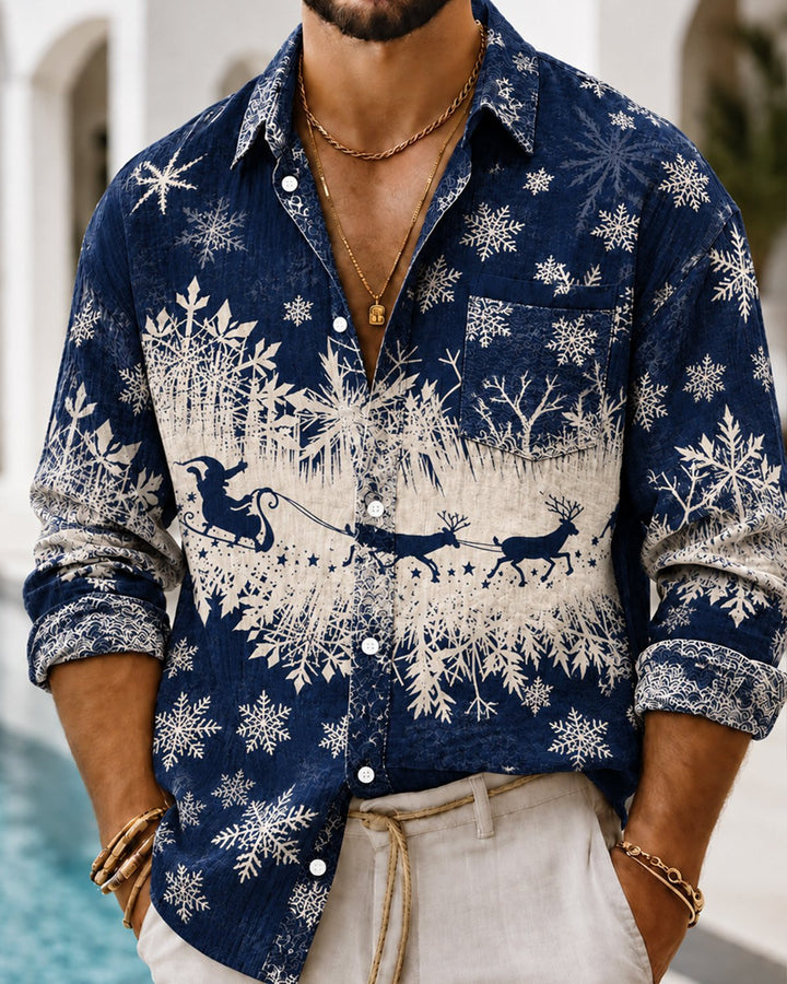 Alohadaddy® Holiday Christmas Snowflake and Reindeer Print Men&