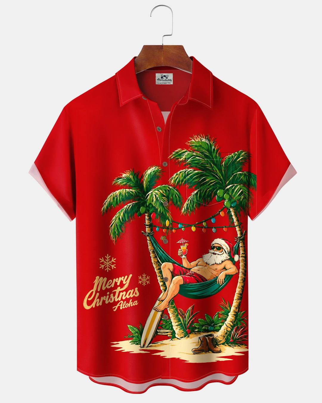 Alohadaddy® Holiday Casual Christmas Santa Claus Beach Vacation Print Men&