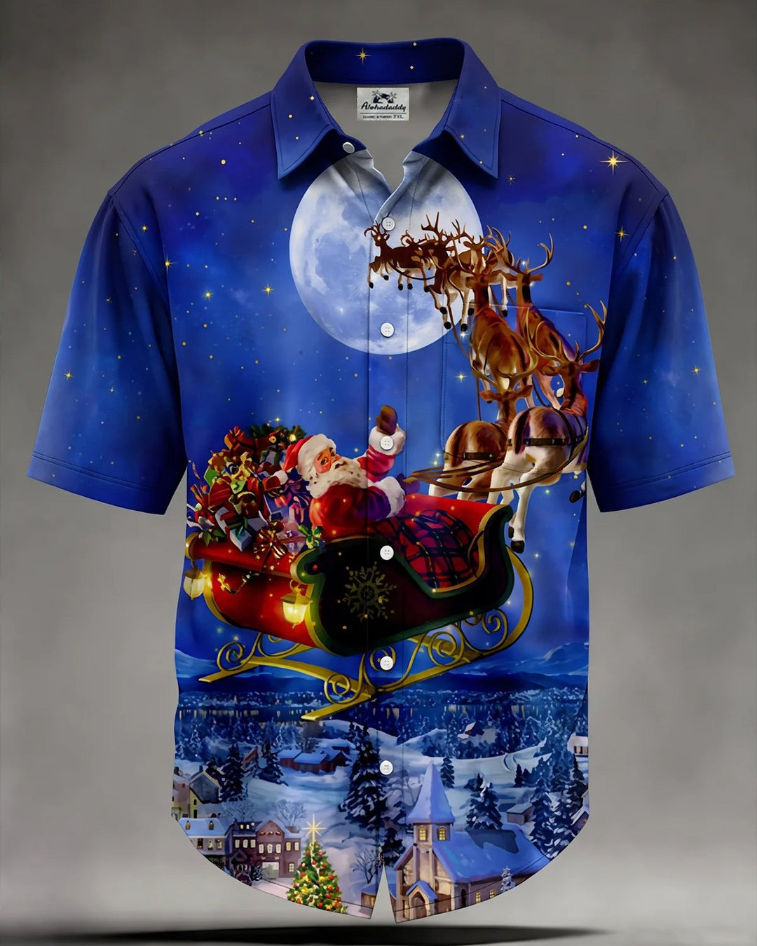 Alohadaddy® Holiday Retro Christmas Santa Claus and Moon Print Men&