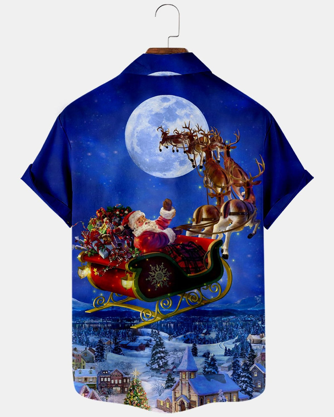 Alohadaddy® Holiday Retro Christmas Santa Claus and Moon Print Men&