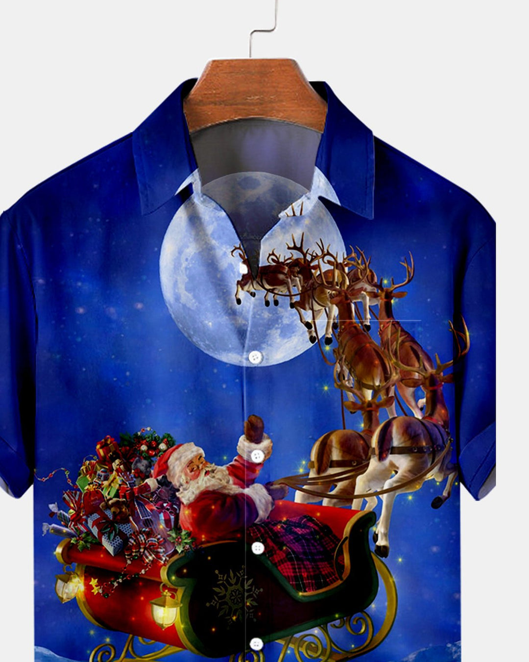 Alohadaddy® Holiday Retro Christmas Santa Claus and Moon Print Men&