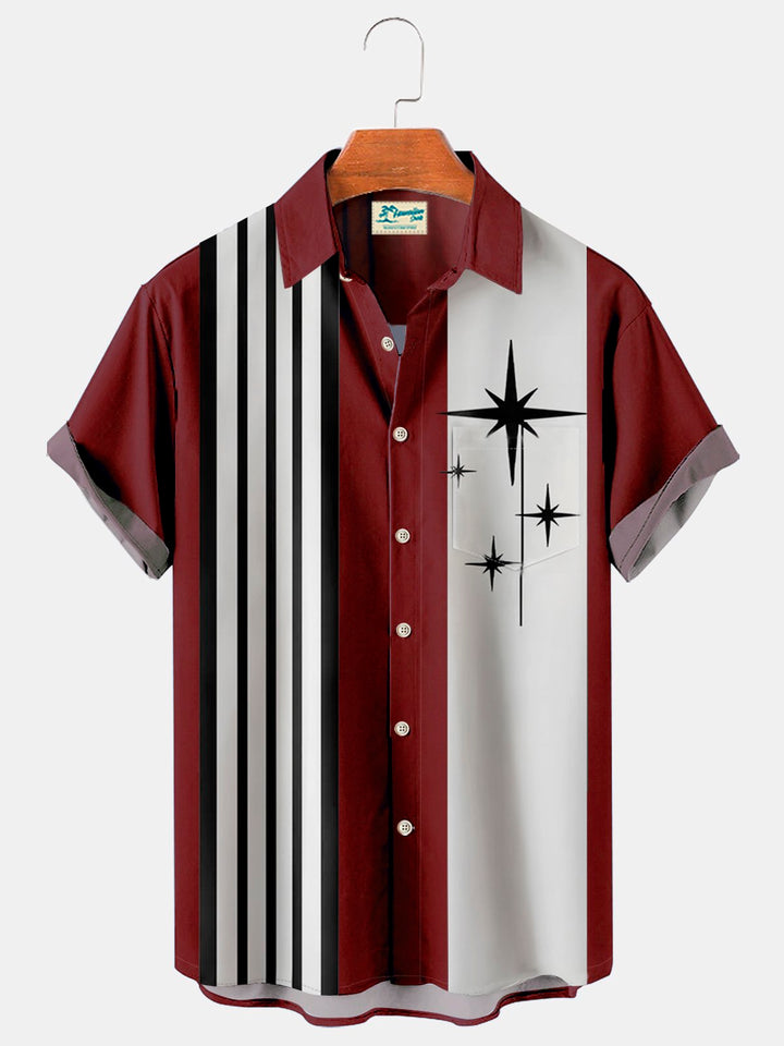 retro bowling geometric pattern stripe print men&