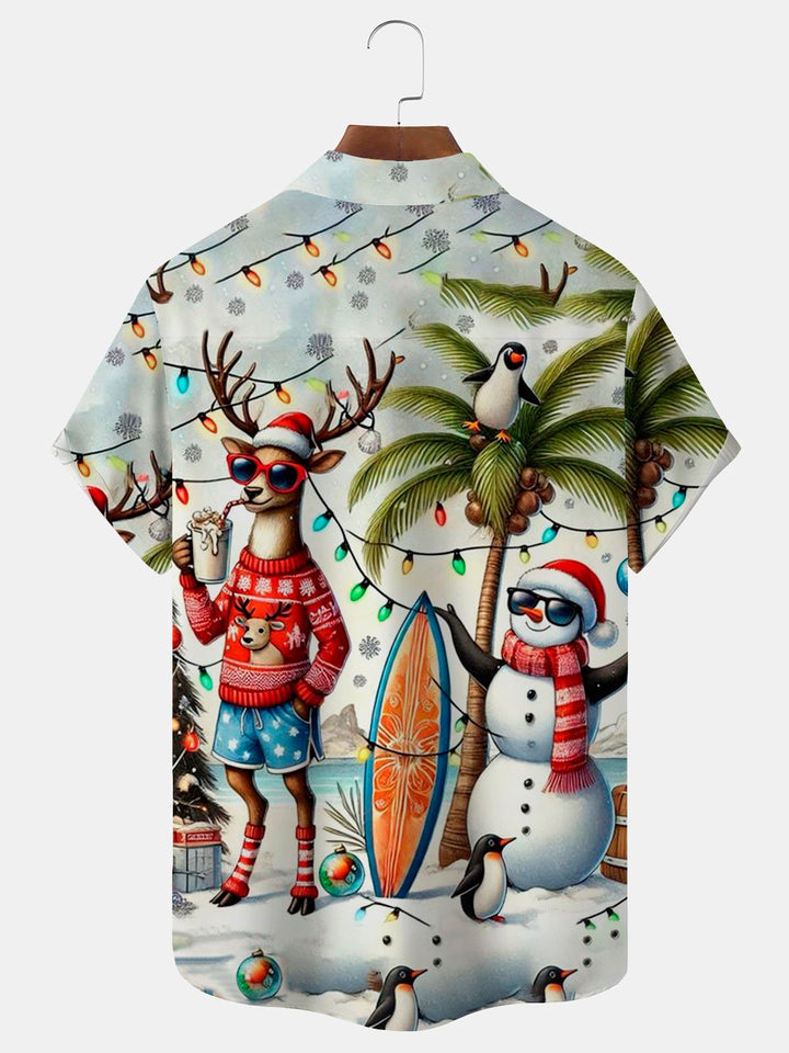 Alohadaddy Christmas Deer Snowman Lantern Print Men&