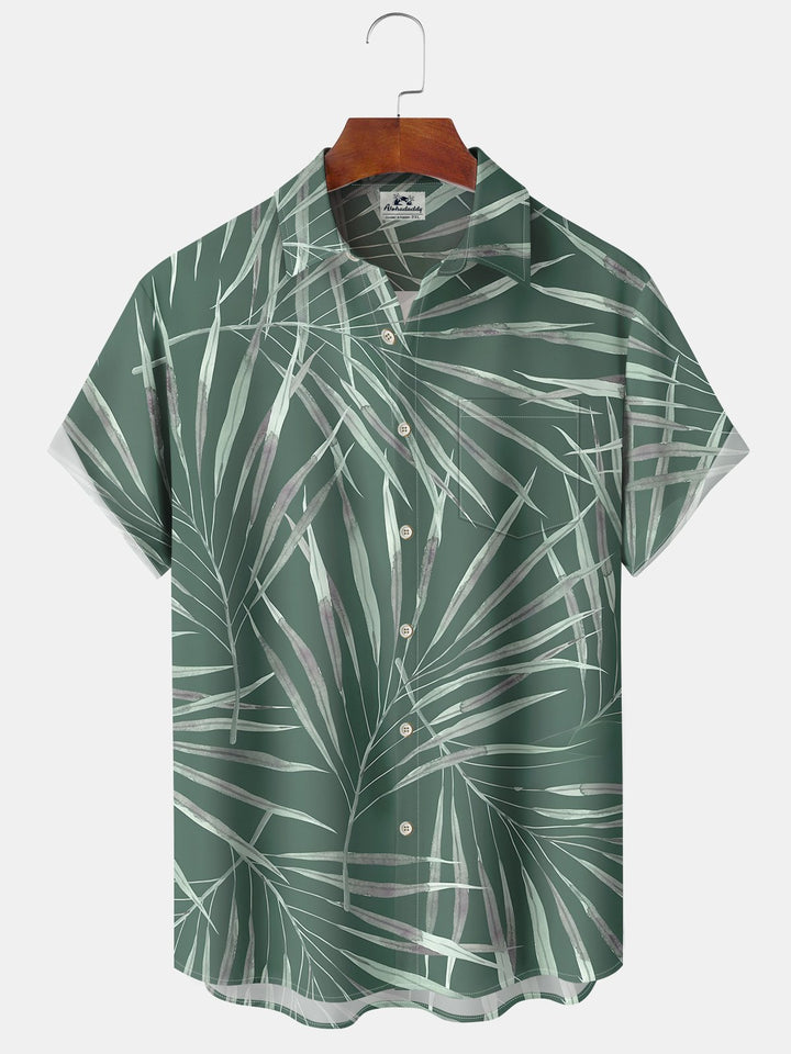 Alohadaddy Hawaiian Palm Leaf Art Print Button Cardigan Pocket Stretch Large Size Long Short Sleeve Shirt