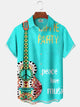 Alohadaddy Casual Collection Music Guitar Party Print Art Button Cardigan Pocket Elastic Oversized Short Sleeve Shirt