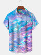 Alohadaddy Hawaiian Water Pattern Abstract Art Print Art Button Cardigan Pocket Elasticity Long Large Size Short Sleeve Shirt