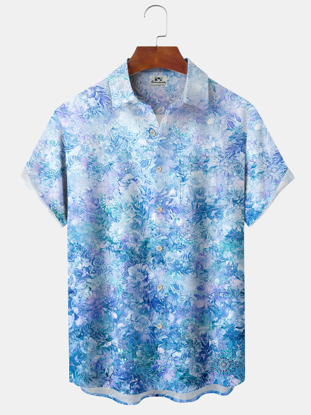 Alohadaddy Hawaiian Flowers Gradient Print Art Button Cardigan Pockets Breathable Soft Long Large Size Short Sleeve Shirt