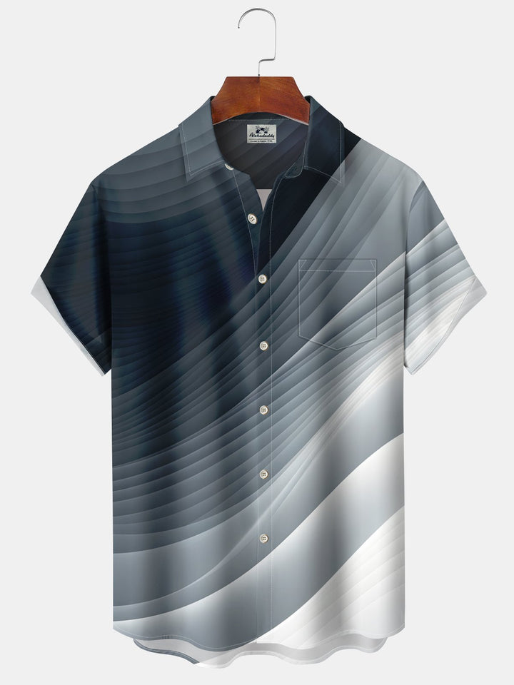 Alohadaddy Casual Vacation Gradient Geometric Print Art Button Cardigan Pocket Polyester Stretch Large Size Long Short Sleeve Shirt