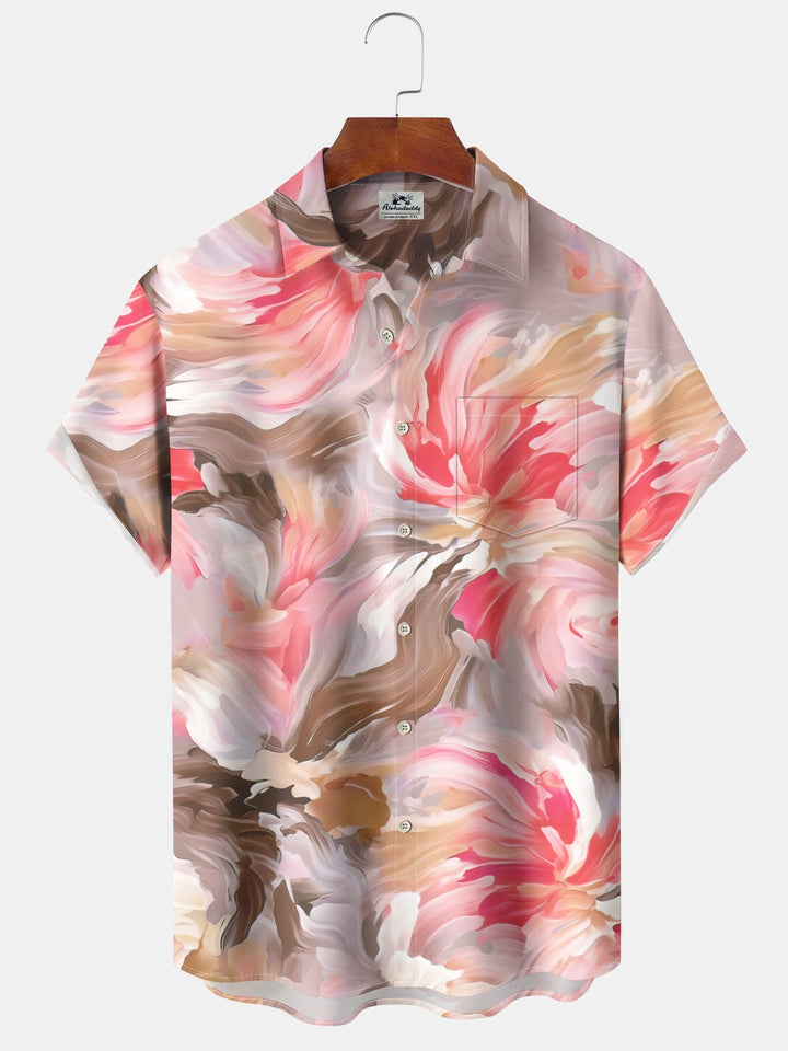 Alohadaddy Casual Gradient Abstract Art Print Art Moisture Wicking Chest Pocket Hawaiian Short Sleeve Shirt