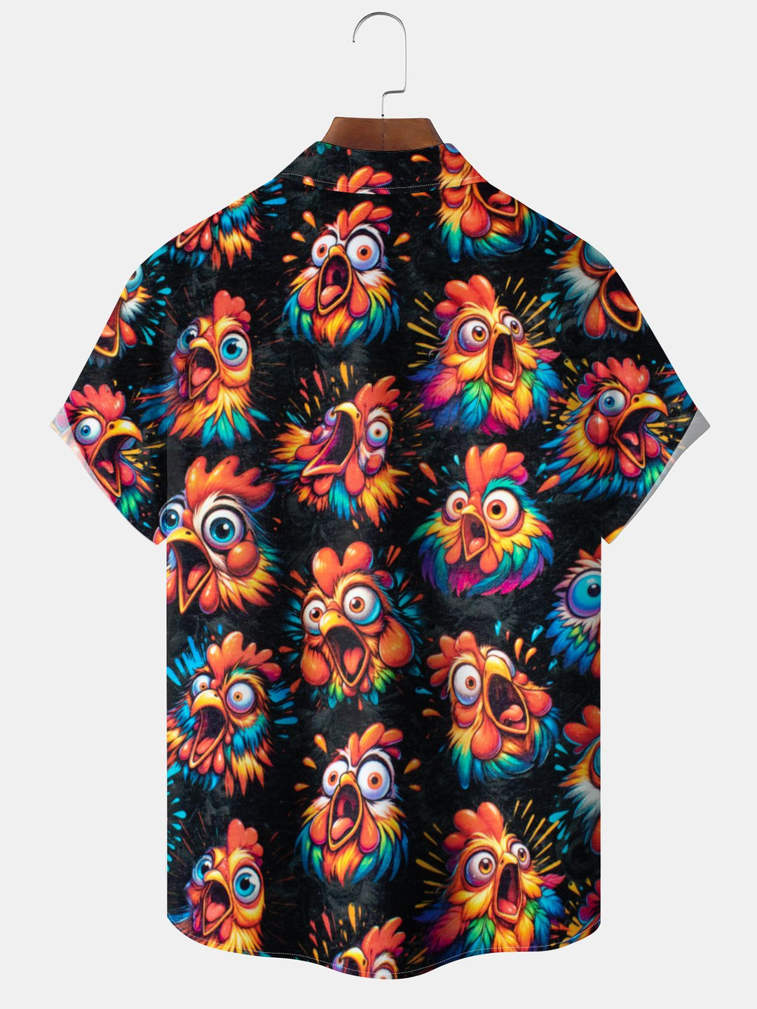 Alohadaddy® Vintage Rooster Art Print Pockets Moisture Wicking Hawaiian Shirt Big &amp; Tall