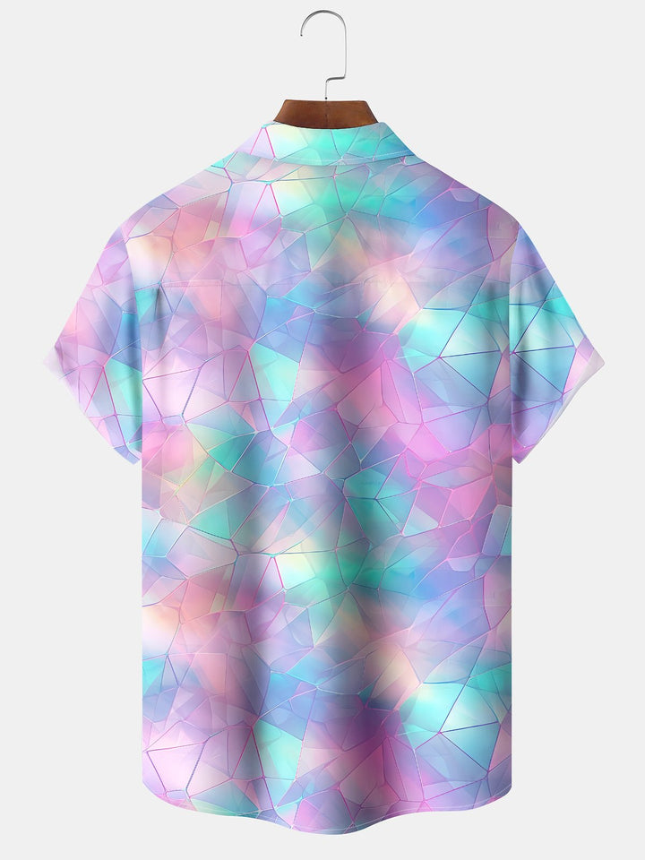Alohadaddy® Casual Geometric  Chest Pocket Stretch Large Size Men&