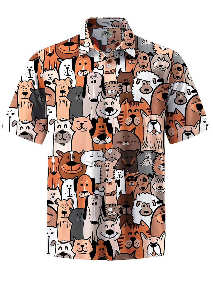 Alohadaddy® Casual Funny Dog Print Chest Pocket Men&