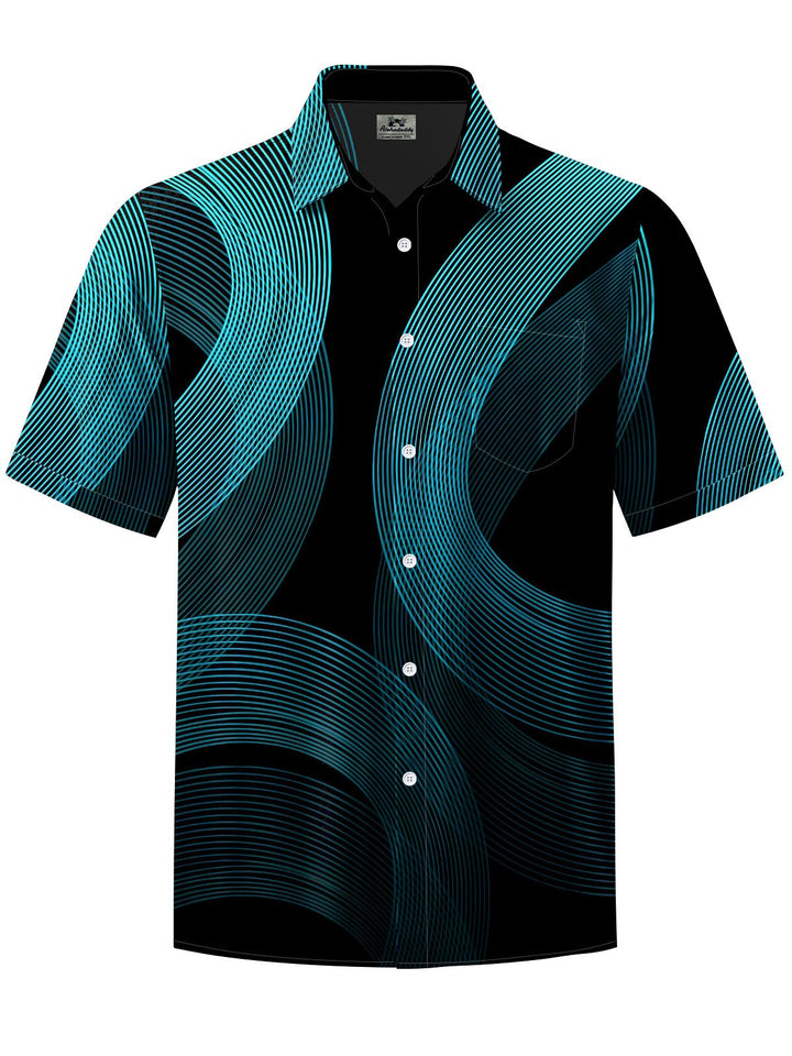 Alohadaddy® Casual Geometric Seaside Print Chest Pocket Men&