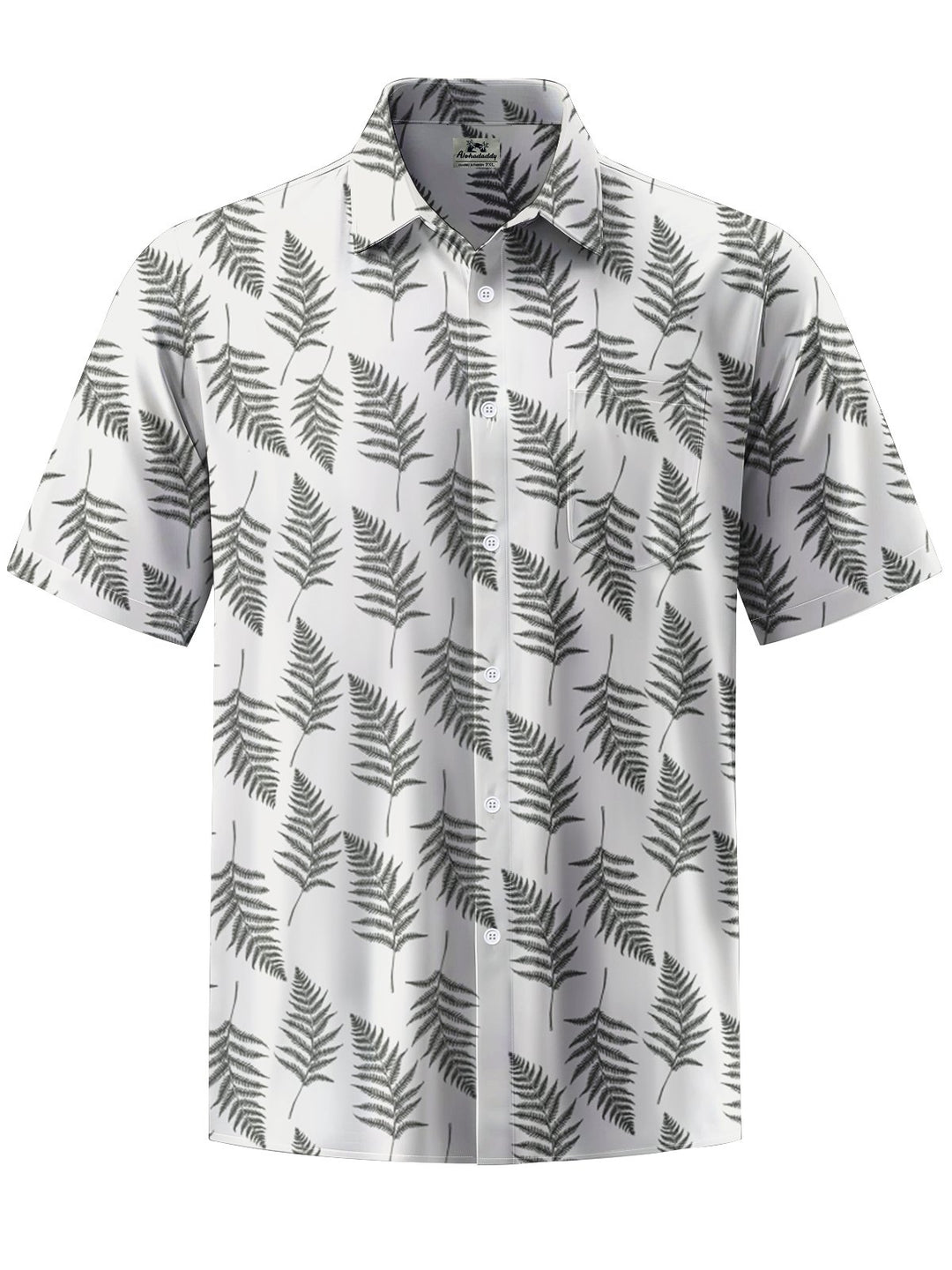 Alohadaddy® Casual Leaves Art Print Chest Pocket Moisture Wicking Men&