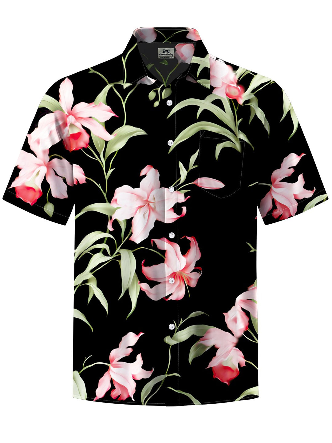 Alohadaddy® Casual Floral Art Print Moisture Wicking Chest Pocket Mens Short Sleeve Shirt Big &amp; Tall