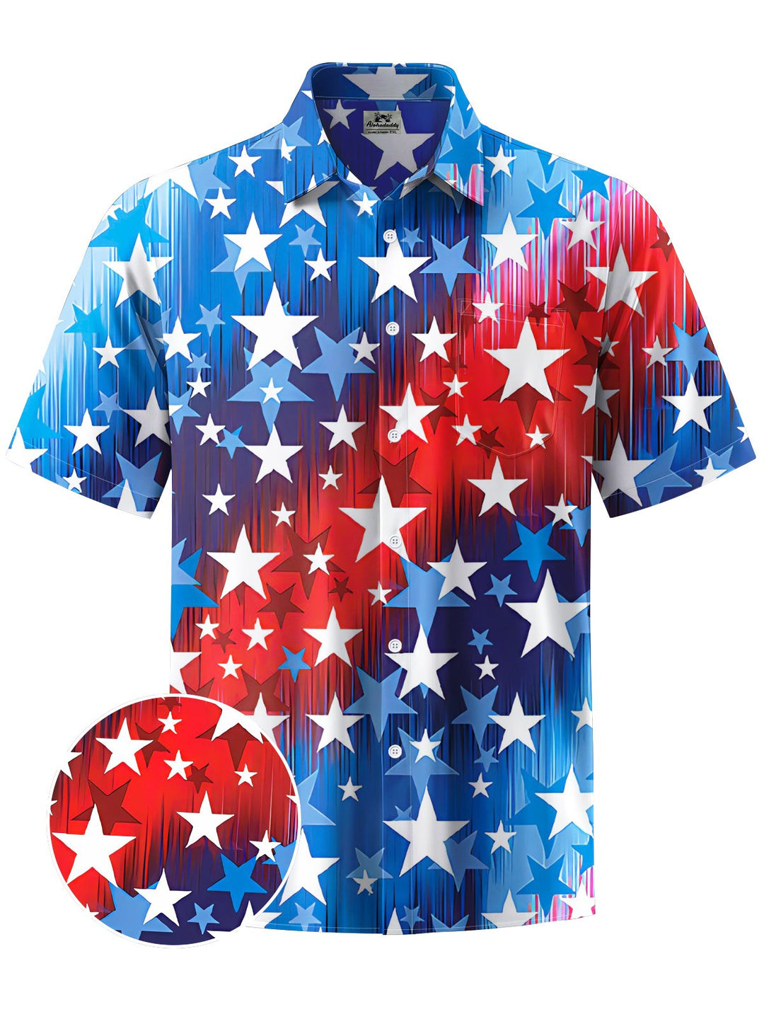 Alohadaddy® Holiday American Flag Day Print Art Chest Pocket Mens Short Sleeve Shirts Big &amp; Tall