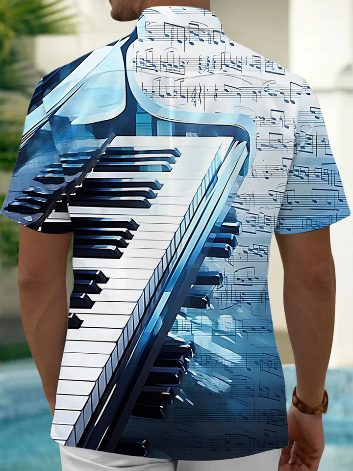 Alohadaddy® Casual Piano Art Print Moisture Wicking Men&