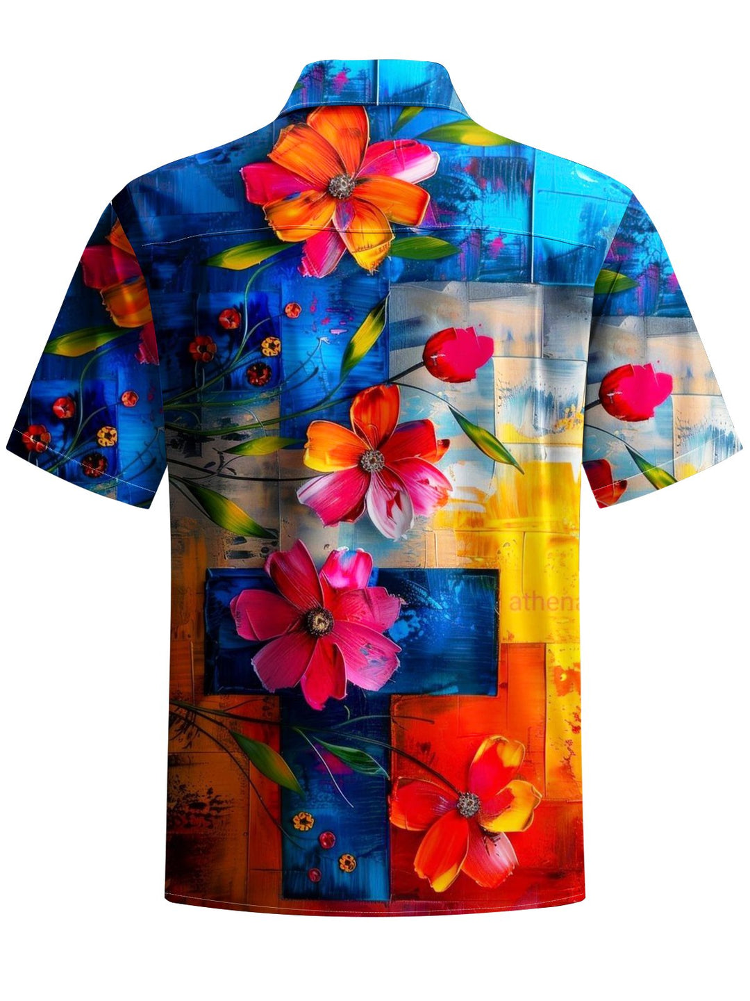 Alohadaddy® Vintage Geometric Flower Art Print Chest Pocket Men&