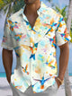 Alohadaddy® Hawaii Bird Art Print Chest Pocket Mens Short Sleeve Shirt Big & Tall