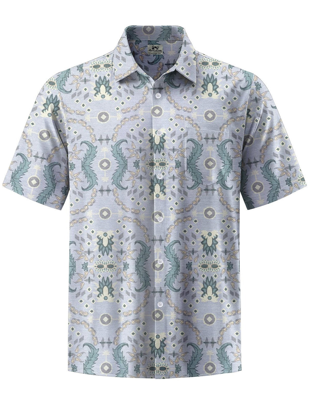 Alohadaddy® Casual Ethnic Pattern Art Print Chest Pocket Men Short Sleeve Shirt Big &amp; Tall