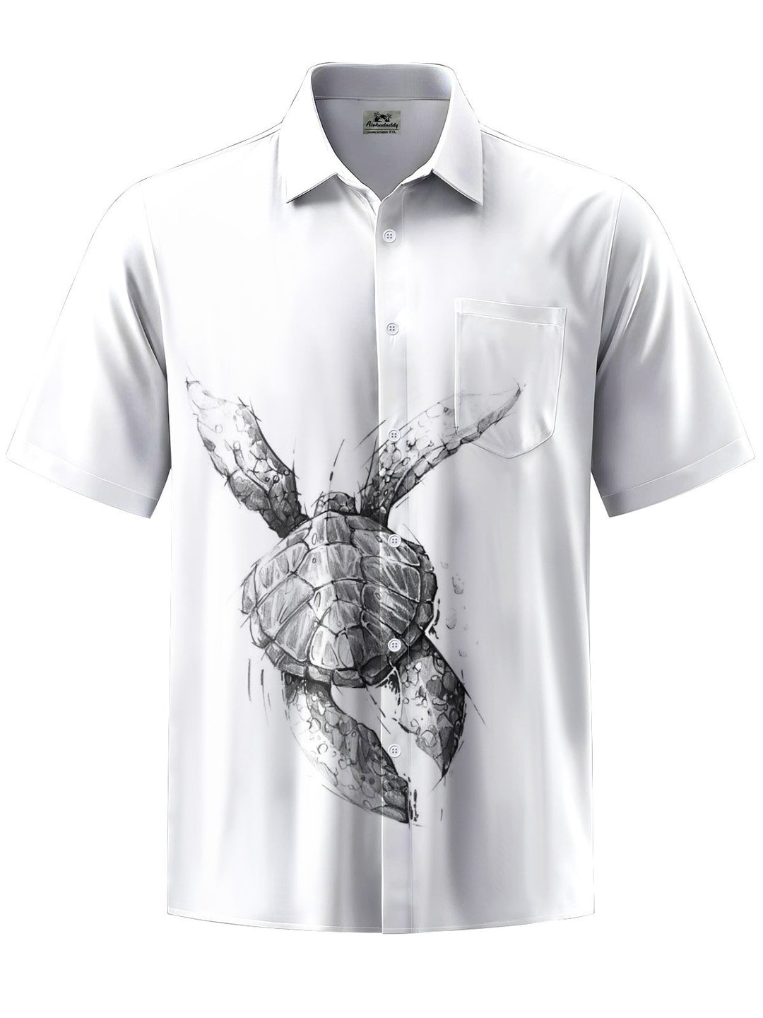 Alohadaddy® Casual Turtle Art Print Chest Pocket Mens Short Sleeve Shirts Big &amp; Tall