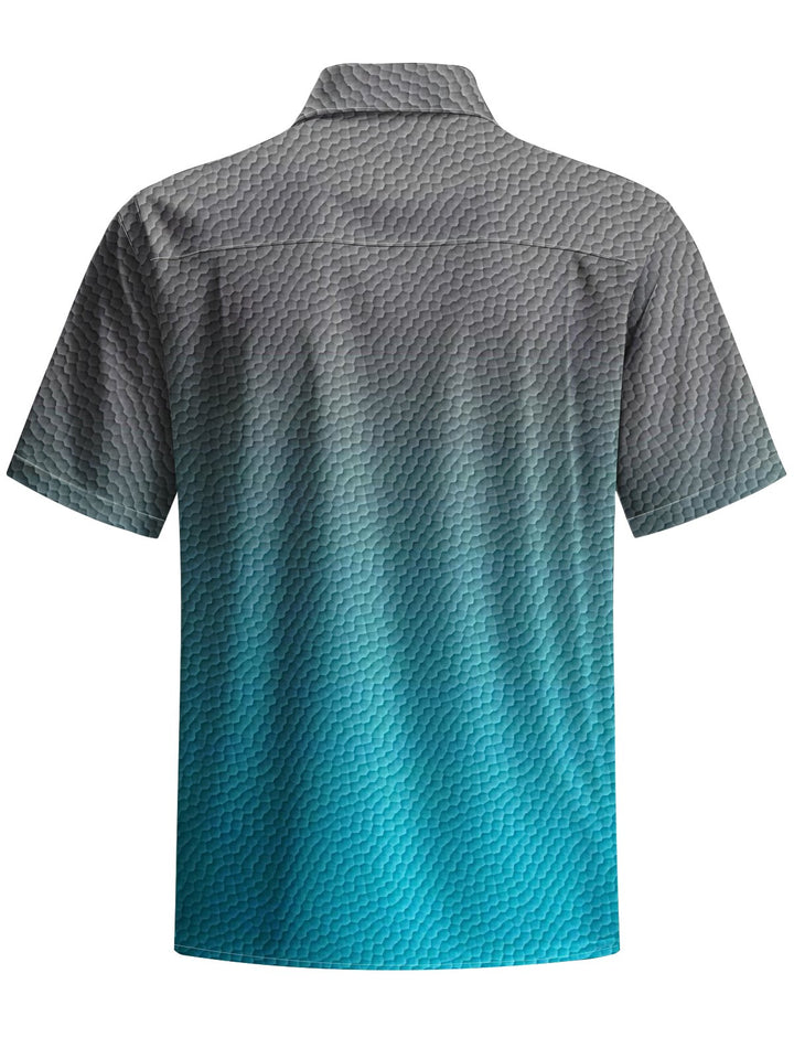 Alohadaddy® Casual Ombre Geometric Art Print Chest Pocket Men&