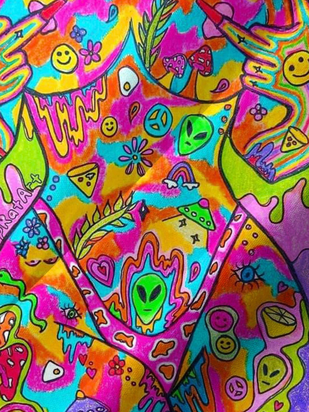 Alohadaddy® Hawaiian Graffiti Art Print Chest Pocket Stretch Men&