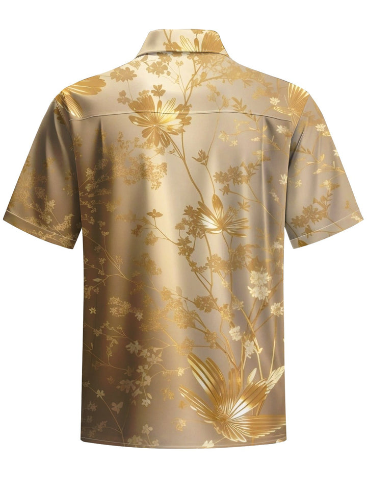 Alohadaddy® Casual Floral Art Print Chest Pocket Men&