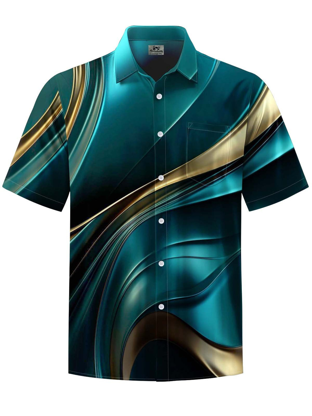 Alohadaddy® Casual Abstract Art Print Chest Pocket Stretch Men&
