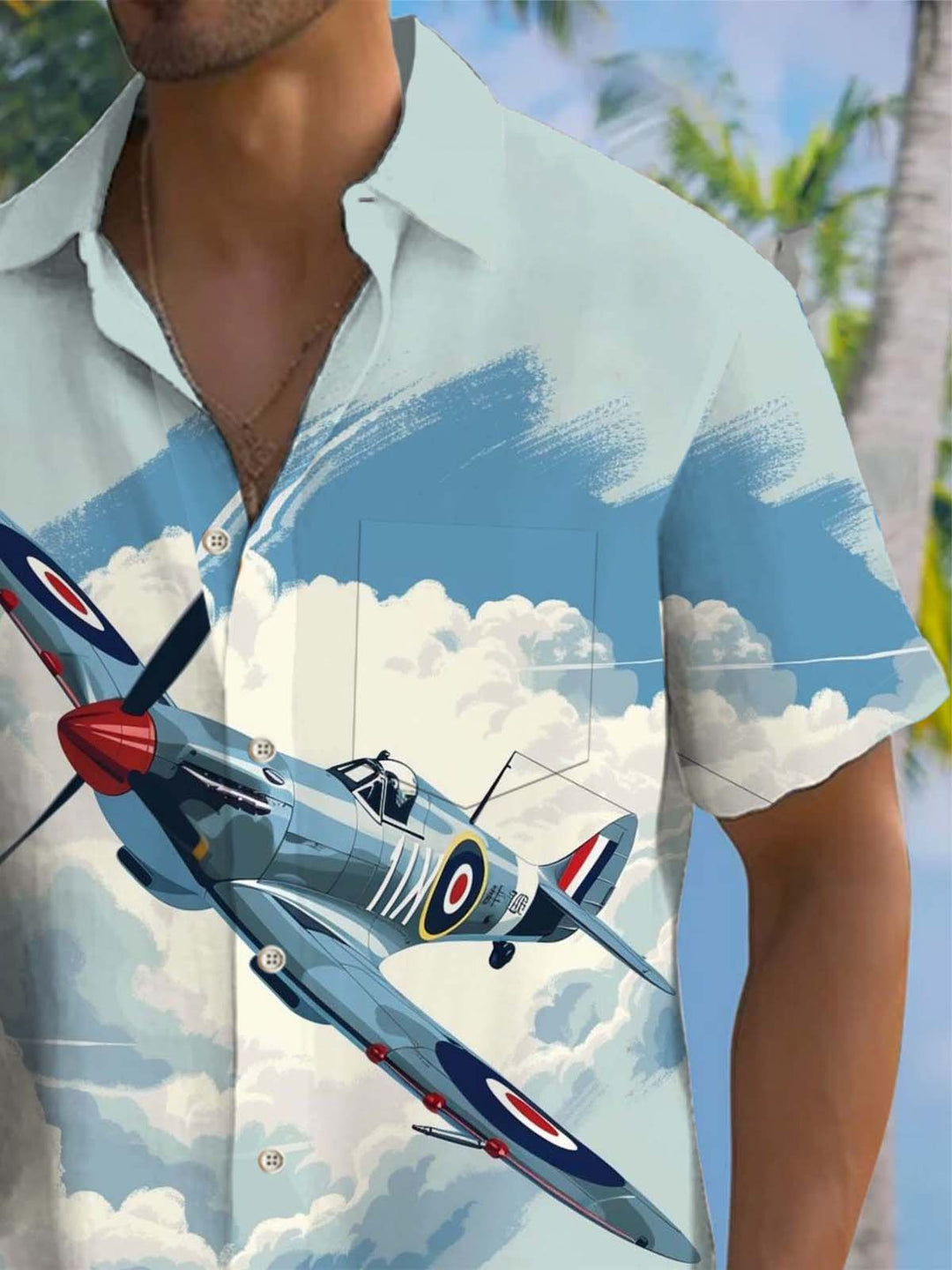 Alohadaddy® Retro Fighter Aircraft Print Art Pocket Stretch Men&