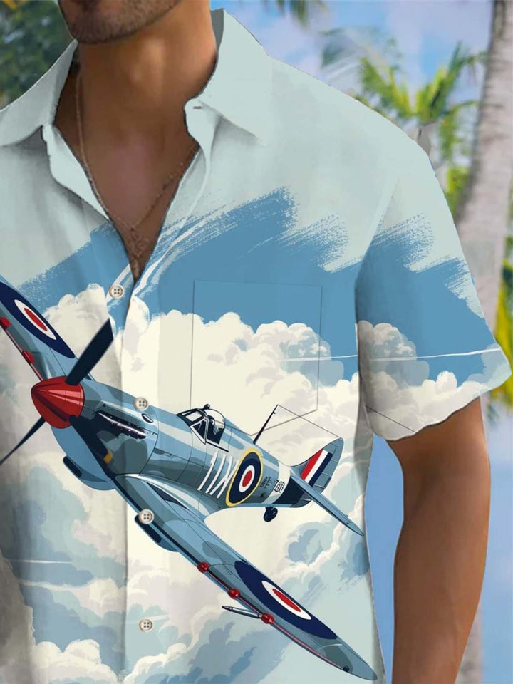 Alohadaddy® Retro Fighter Aircraft Print Art Pocket Stretch Men&