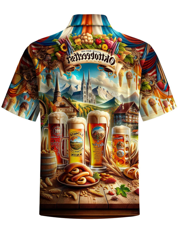 Alohadaddy® Vintage Oktto Oktoberfest Print Stretch Pocket Button Men&