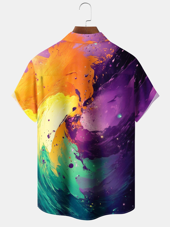 Alohadaddy® Hawaiian Abstract Print Pocket Button Stretch Men&