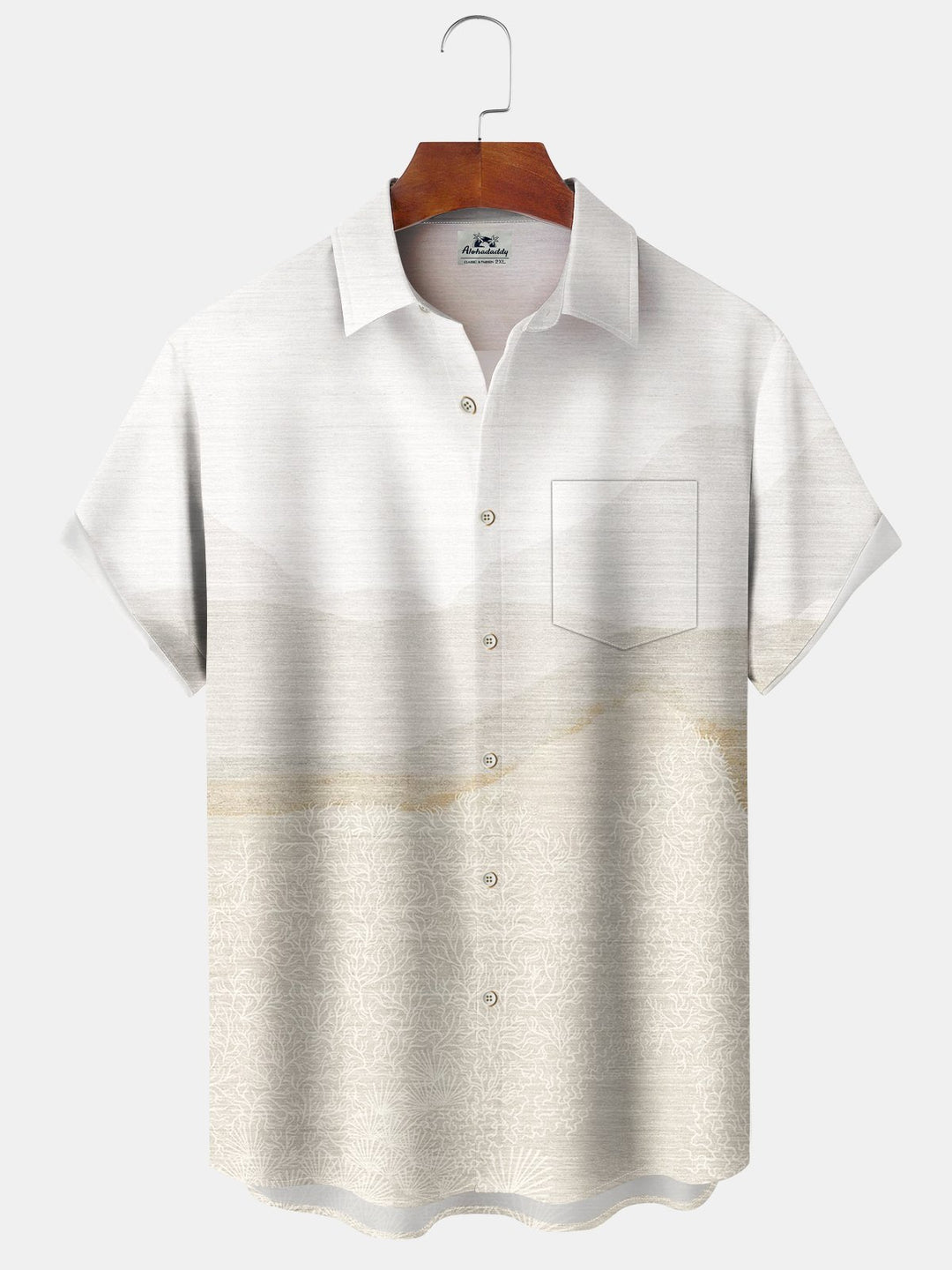 Alohadaddy® Casual Mountain Silhouette Gradient Print Pocket Elastic Button Men&