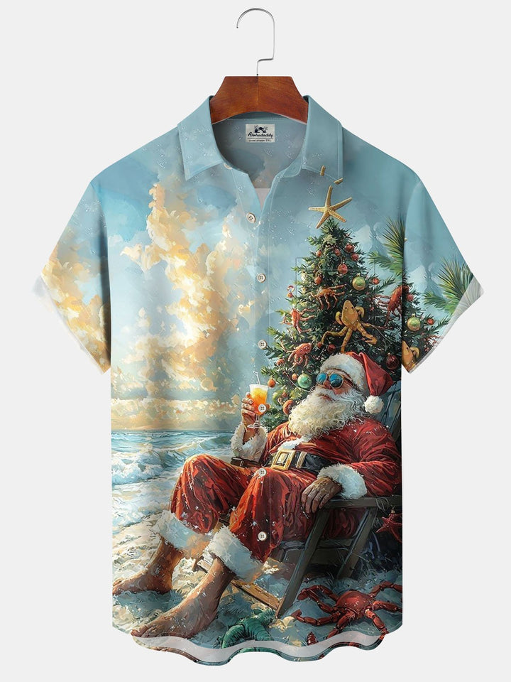Alohadaddy® Christmas Santa Claus Print Pocket Elastic Button Men&