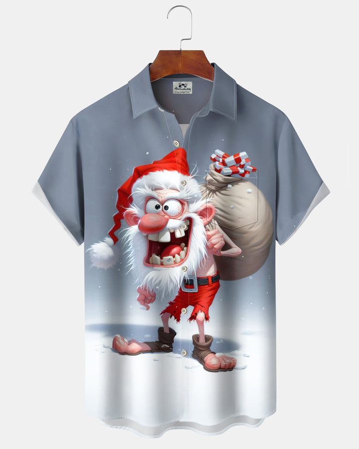 Alohadaddy® Christmas Funny Santa Print Pocket Elastic Button Men&