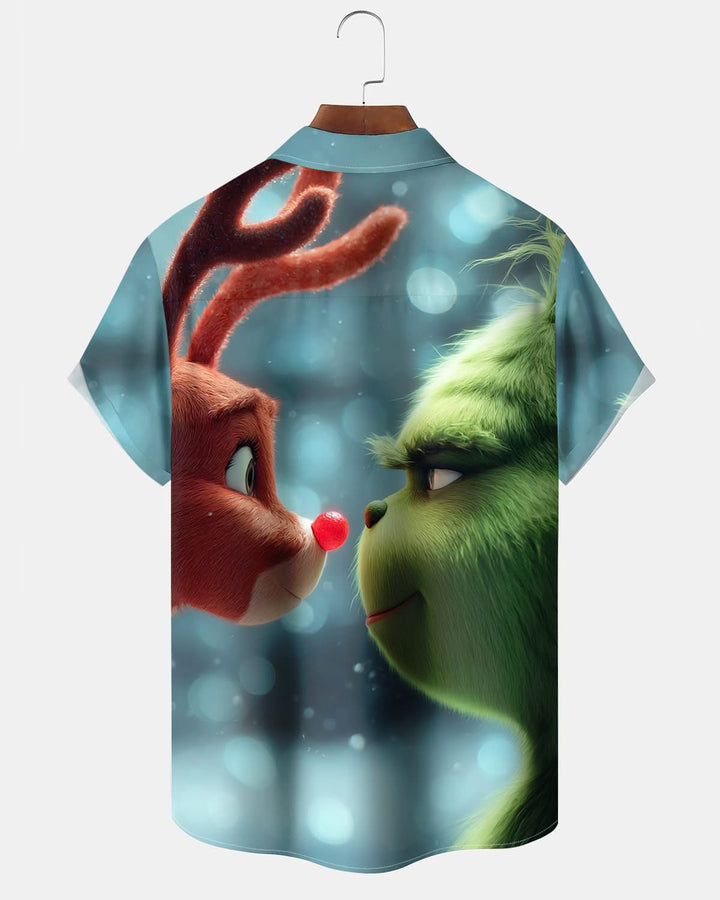 Alohadaddy® Christmas Funny Grinch Printed Pocket Button Men&