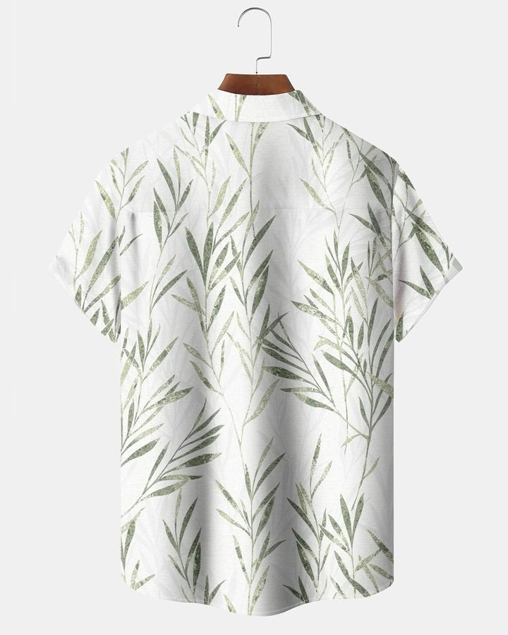 Alohadaddy® Casual Leaf Print Pocket Elastic Button Men&