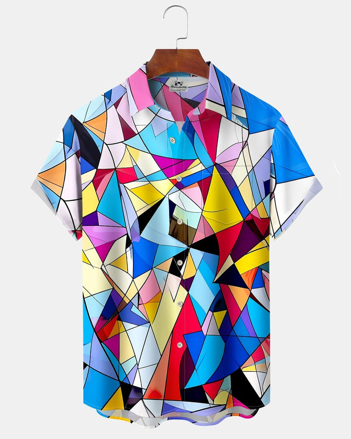 Alohadaddy® Vintage Geometric Print Art Pocket Button Men&